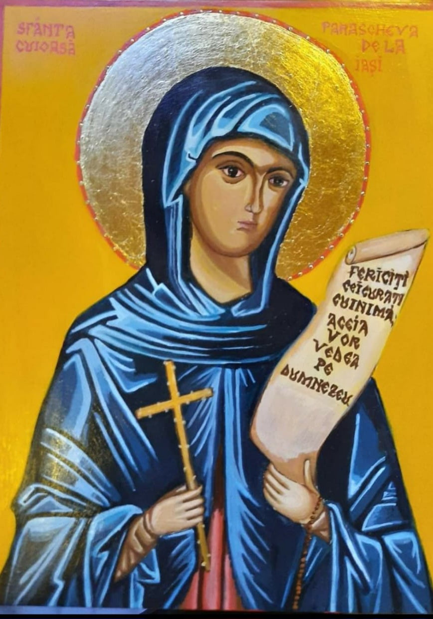 Traditionelle Darstellung im Ikonenstil mit fein gearbeiteten Details – inspiriert von byzantinischer Kunst.
