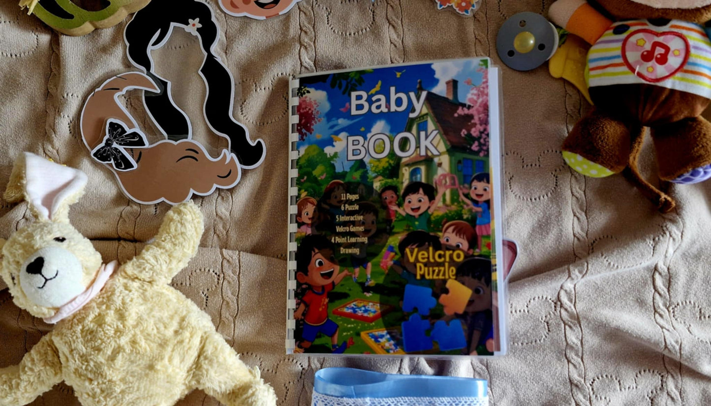 Handgemachtes Baby Klettbuch – Montessori Lernspiele, Puzzles & Zeichnen mit Punkten klettbuch baby montessori kleinkind