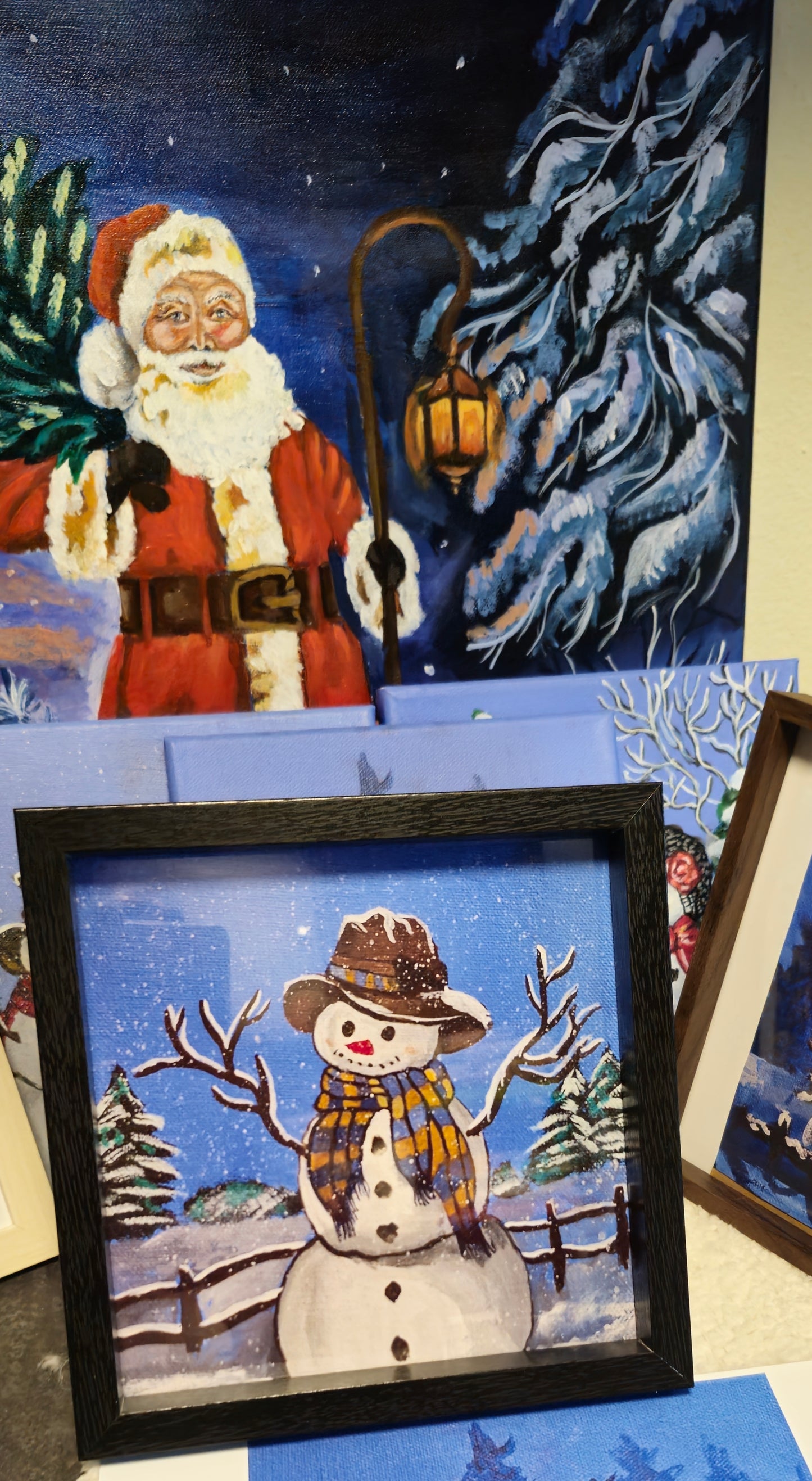 Wunderlicher Schneemann Print | Quadratische Wandkunst für die Weihnachtszeit