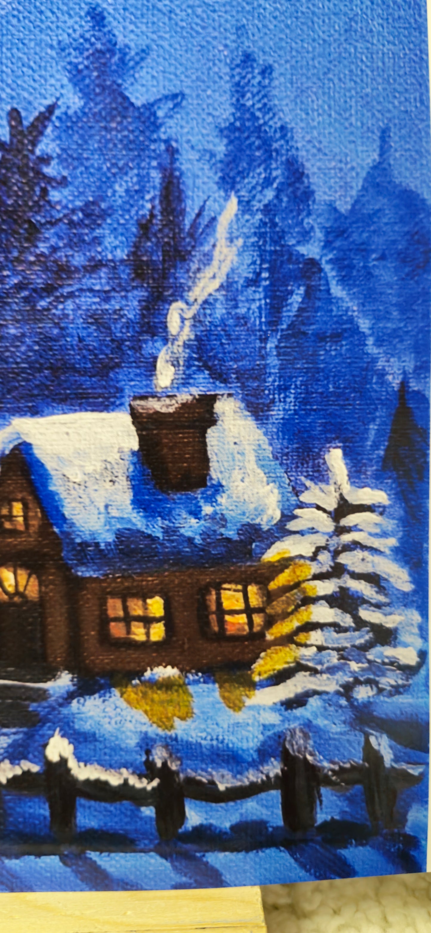 Gemütlicher Winterwald – Original Acryldruck auf Leinwand (Weihnachten/Schneelandschaft)