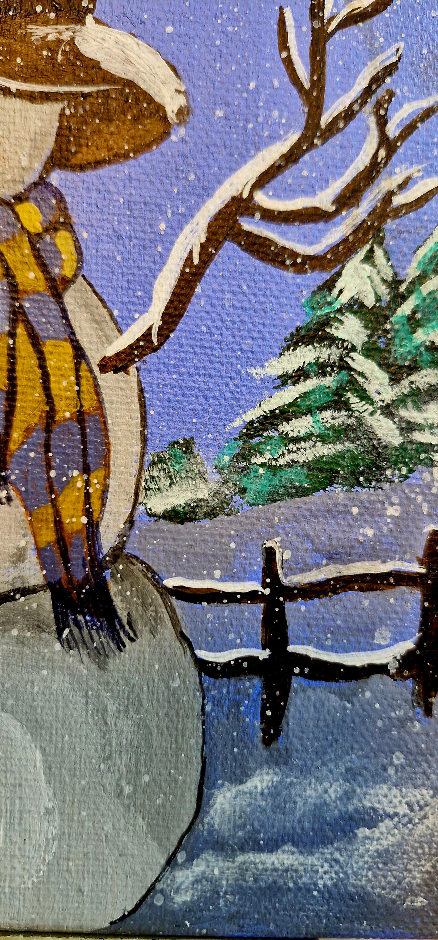 Wunderlicher Schneemann Print | Quadratische Wandkunst für die Weihnachtszeit