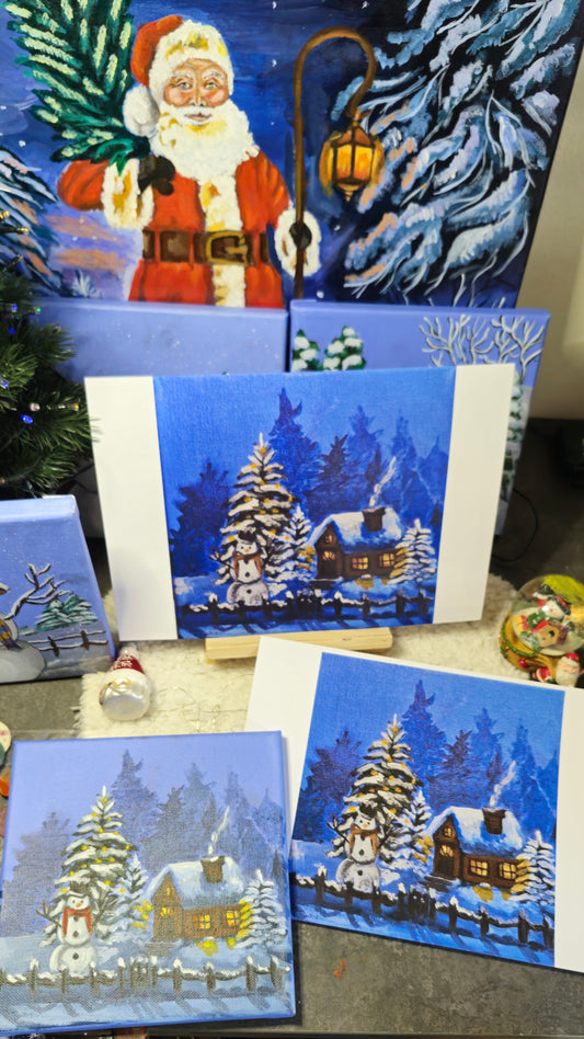 Gemütlicher Winterwald – Original Acryldruck auf Leinwand (Weihnachten/Schneelandschaft)