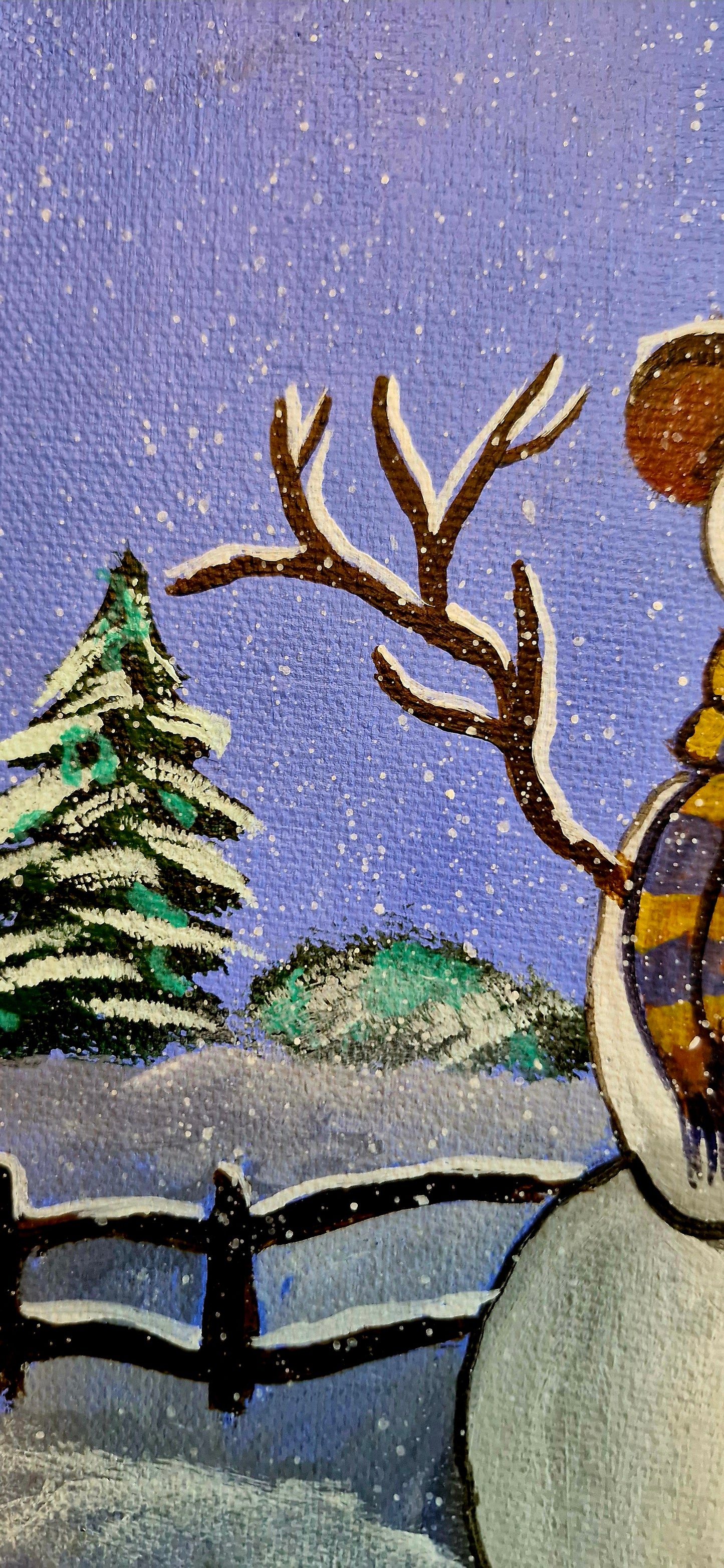 Wunderlicher Schneemann Print | Quadratische Wandkunst für die Weihnachtszeit